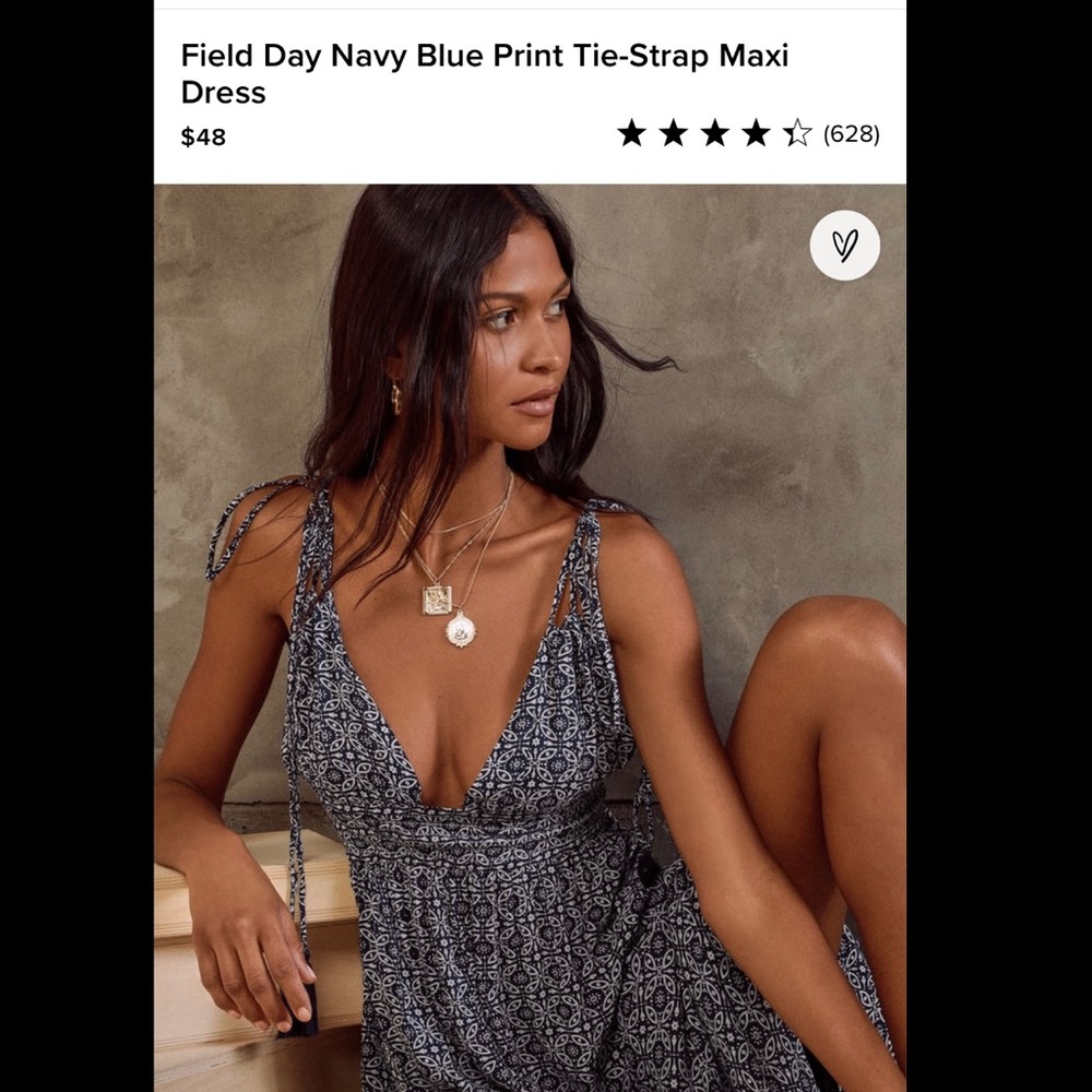 Lulus Navy blue print tie maxi dress